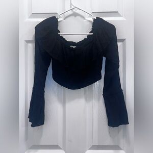 Kimchi Blue Black Ruffled Blouse
